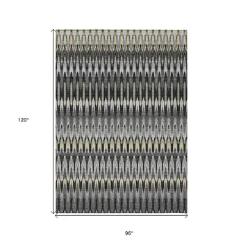 8' X 10' Charcoal Gray And Beige Southwestern Washable Indoor Outdoor Area Rug