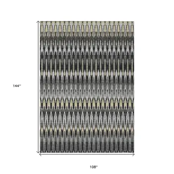 9' X 12' Charcoal Gray And Beige Southwestern Washable Indoor Outdoor Area Rug