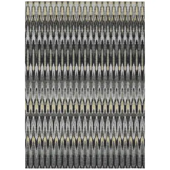 9' X 12' Charcoal Gray And Beige Southwestern Washable Indoor Outdoor Area Rug