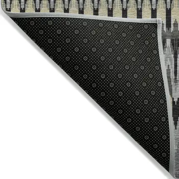 9' X 12' Charcoal Gray And Beige Southwestern Washable Indoor Outdoor Area Rug