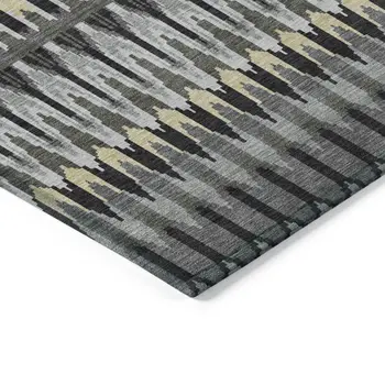 9' X 12' Charcoal Gray And Beige Southwestern Washable Indoor Outdoor Area Rug