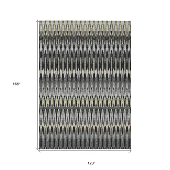 10' X 14' Charcoal Gray And Beige Southwestern Washable Indoor Outdoor Area Rug