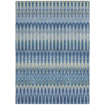 3' X 5' Denim Blue And Sky Blue Southwestern Washable Indoor Outdoor Area Rug