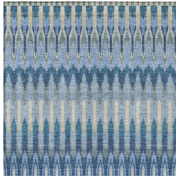 3' X 5' Denim Blue And Sky Blue Southwestern Washable Indoor Outdoor Area Rug