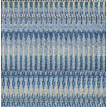 5' X 8' Denim Blue And Sky Blue Southwestern Washable Indoor Outdoor Area Rug