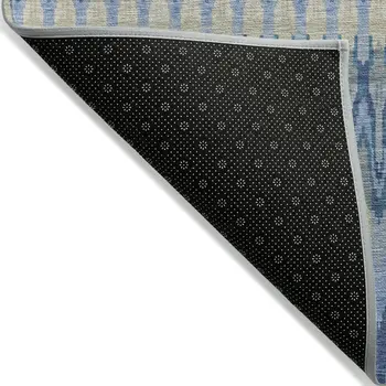 5' X 8' Denim Blue And Sky Blue Southwestern Washable Indoor Outdoor Area Rug