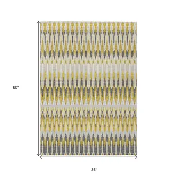 3' X 5' Gold Beige And Gray Southwestern Washable Indoor Outdoor Area Rug