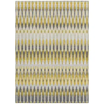 8' X 10' Gold Beige And Gray Southwestern Washable Indoor Outdoor Area Rug