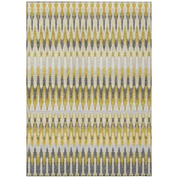 8' X 10' Gold Beige And Gray Southwestern Washable Indoor Outdoor Area Rug