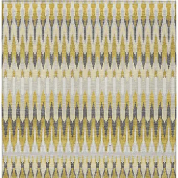 9' X 12' Gold Beige And Gray Southwestern Washable Indoor Outdoor Area Rug