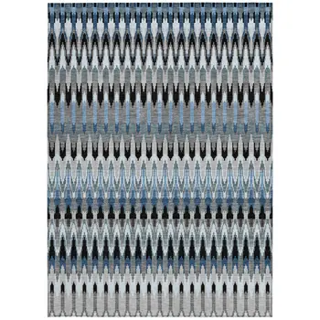 3' X 5' Gray Charcoal And Silver Southwestern Washable Indoor Outdoor Area Rug