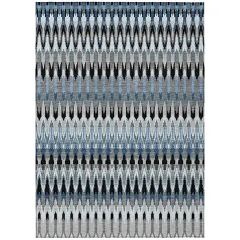 10' X 14' Gray Charcoal And Silver Southwestern Washable Indoor Outdoor Area Rug