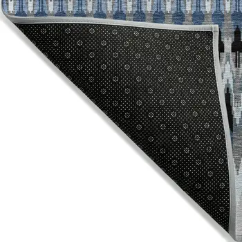 10' X 14' Gray Charcoal And Silver Southwestern Washable Indoor Outdoor Area Rug