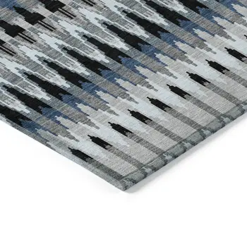 10' X 14' Gray Charcoal And Silver Southwestern Washable Indoor Outdoor Area Rug