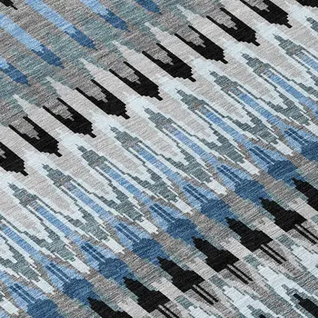 10' X 14' Gray Charcoal And Silver Southwestern Washable Indoor Outdoor Area Rug