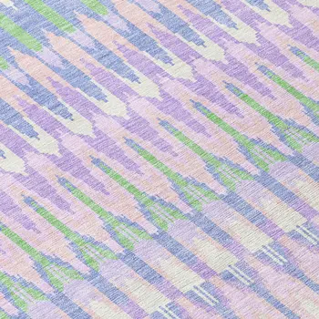 8' X 10' Lavender Pink And Lime Green Southwestern Washable Indoor Outdoor Area Rug