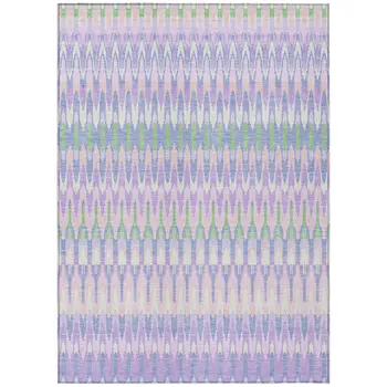 9' X 12' Lavender Pink And Lime Green Southwestern Washable Indoor Outdoor Area Rug