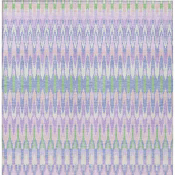 10' X 14' Lavender Pink And Lime Green Southwestern Washable Indoor Outdoor Area Rug