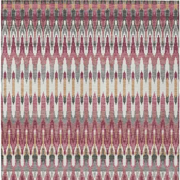8' X 10' Mauve Merlot And Ivory Southwestern Washable Indoor Outdoor Area Rug