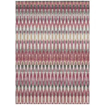 9' X 12' Mauve Merlot And Ivory Southwestern Washable Indoor Outdoor Area Rug