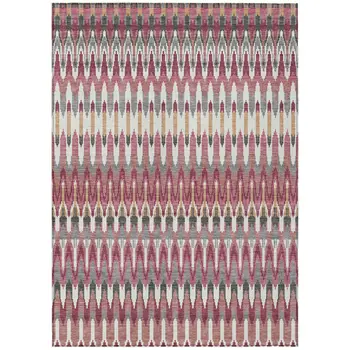 9' X 12' Mauve Merlot And Ivory Southwestern Washable Indoor Outdoor Area Rug