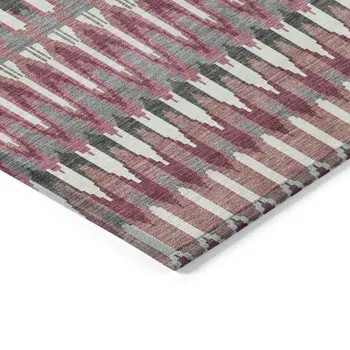 9' X 12' Mauve Merlot And Ivory Southwestern Washable Indoor Outdoor Area Rug