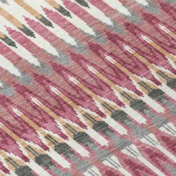 9' X 12' Mauve Merlot And Ivory Southwestern Washable Indoor Outdoor Area Rug