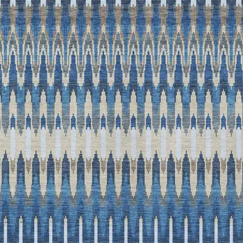 5' X 8' Navy Blue Denim Blue And Ivory Southwestern Washable Indoor Outdoor Area Rug