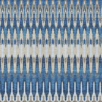10' X 14' Navy Blue Denim Blue And Ivory Southwestern Washable Indoor Outdoor Area Rug