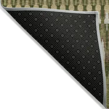 8' X 10' Olive Green Brown And Gold Southwestern Washable Indoor Outdoor Area Rug