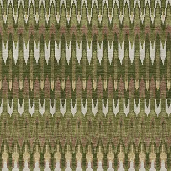 8' X 10' Olive Green Brown And Gold Southwestern Washable Indoor Outdoor Area Rug