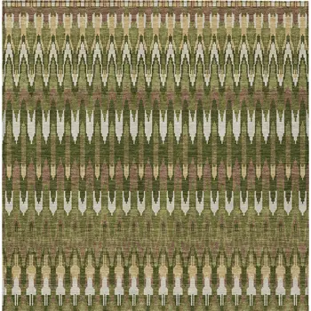 9' X 12' Olive Green Brown And Gold Southwestern Washable Indoor Outdoor Area Rug