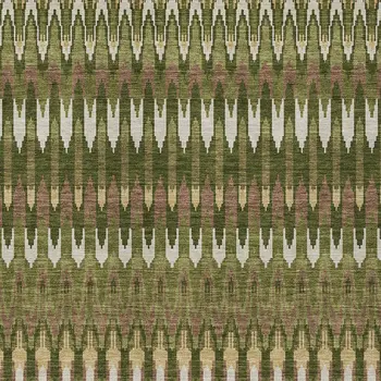 9' X 12' Olive Green Brown And Gold Southwestern Washable Indoor Outdoor Area Rug