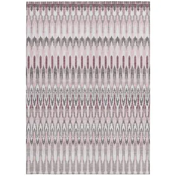 3' X 5' Pink Blush And Gray Southwestern Washable Indoor Outdoor Area Rug