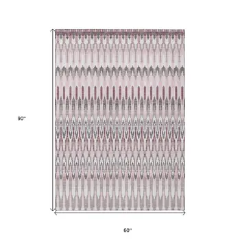 5' X 8' Pink Blush And Gray Southwestern Washable Indoor Outdoor Area Rug