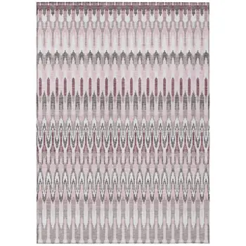 5' X 8' Pink Blush And Gray Southwestern Washable Indoor Outdoor Area Rug