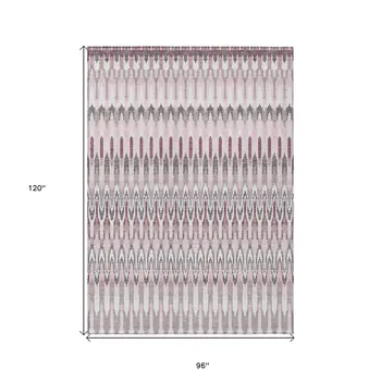 8' X 10' Pink Blush And Gray Southwestern Washable Indoor Outdoor Area Rug