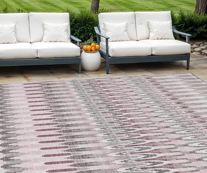 8' X 10' Pink Blush And Gray Southwestern Washable Indoor Outdoor Area Rug