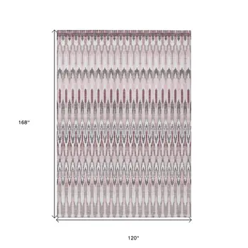 10' X 14' Pink Blush And Gray Southwestern Washable Indoor Outdoor Area Rug