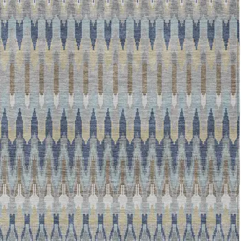 8' X 10' Taupe Navy Blue And Denim Blue Southwestern Washable Indoor Outdoor Area Rug