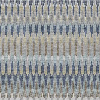 10' X 14' Taupe Navy Blue And Denim Blue Southwestern Washable Indoor Outdoor Area Rug