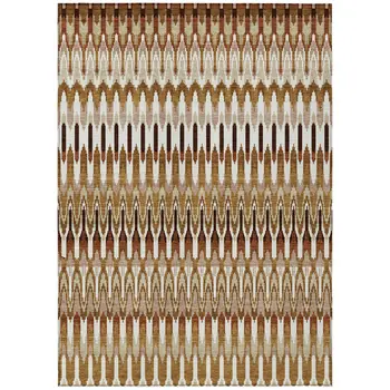 5' X 8' Terra Cotta Beige And Red Southwestern Washable Indoor Outdoor Area Rug