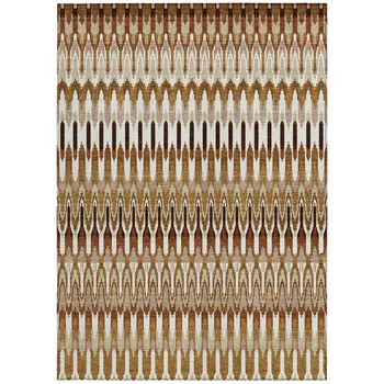 9' X 12' Terra Cotta Beige And Red Southwestern Washable Indoor Outdoor Area Rug