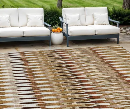 10' X 14' Terra Cotta Beige And Red Southwestern Washable Indoor Outdoor Area Rug