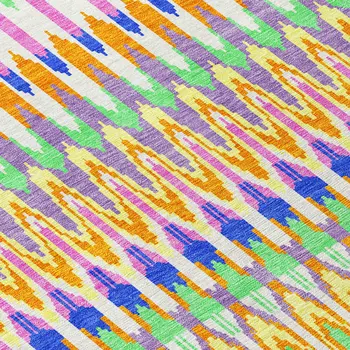 9' X 12' White Blue And Pink Southwestern Washable Indoor Outdoor Area Rug