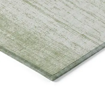 5' X 8' Artichoke Green And Ivory Striped Washable Indoor Outdoor Area Rug