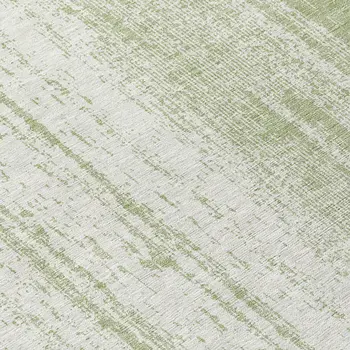 8' Artichoke Green And Ivory Round Striped Washable Indoor Outdoor Area Rug