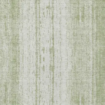 8' X 10' Artichoke Green And Ivory Striped Washable Indoor Outdoor Area Rug