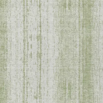 10' X 14' Artichoke Green And Ivory Striped Washable Indoor Outdoor Area Rug
