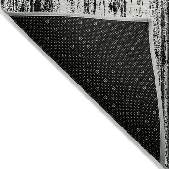 3' X 5' Black And Ivory Striped Washable Indoor Outdoor Area Rug